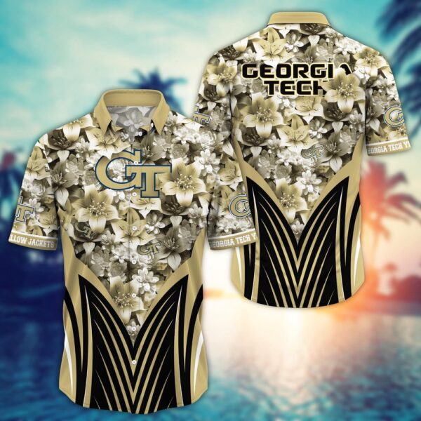 NCAA Georgia Tech Yellow Jackets Hawaiian Shirt College Bloom Burst For Fans