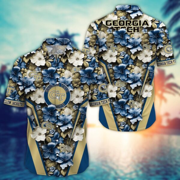 NCAA Georgia Tech Yellow Jackets Hawaiian Shirt Team Spirit Blossoms For Fans