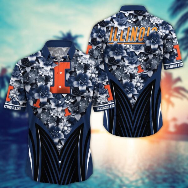 NCAA Illinois Fighting Illini Hawaiian Shirt College Bloom Burst For Fans