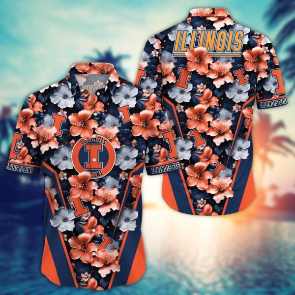 NCAA Illinois Fighting Illini Hawaiian Shirt Team Spirit Blossoms For Fans