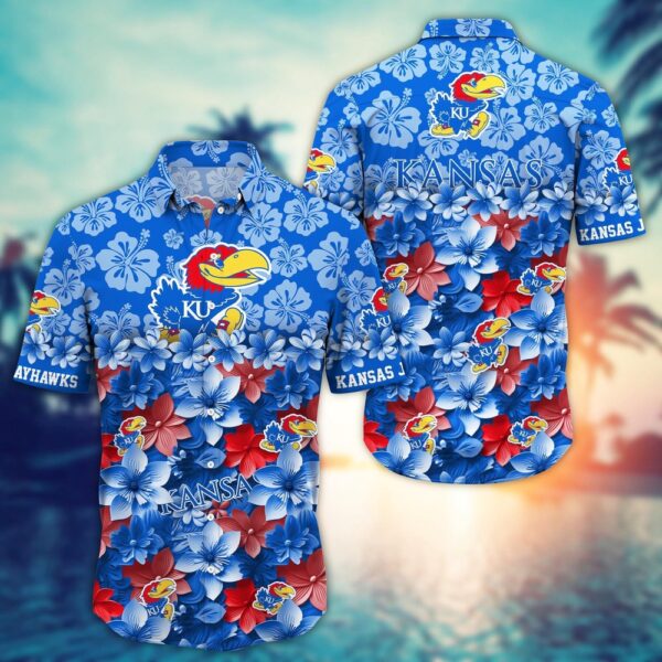 NCAA Kansas Jayhawks Hawaiian Shirt End Zone Elegance NCAA Style For Fans