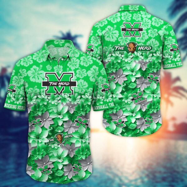 NCAA Marshall Thundering Herd Hawaiian Shirt Campus Cool Hawaiian Threads For Fans