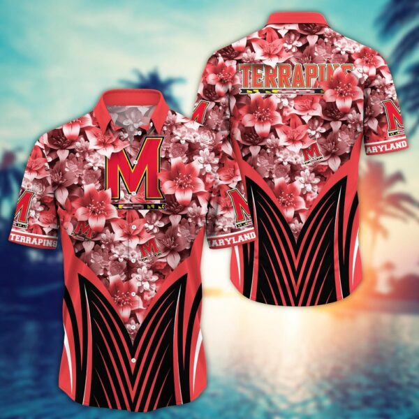 NCAA Maryland Terrapins Hawaiian Shirt College Bloom Burst For Fans