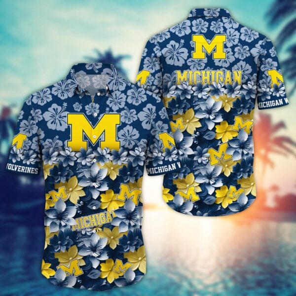 NCAA Michigan Wolverines Hawaiian Shirt End Zone Elegance NCAA Style For Fans