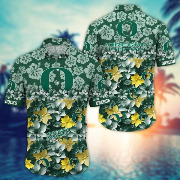 NCAA Oregon Ducks Hawaiian Shirt End Zone Elegance NCAA Style For Fans