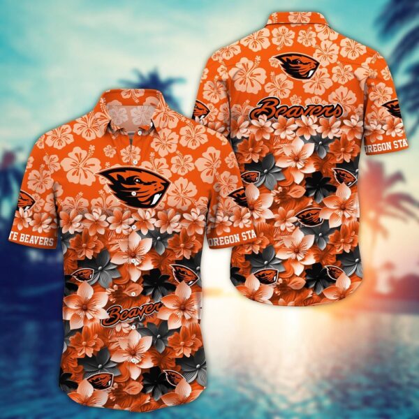 NCAA Oregon State Beavers Hawaiian Shirt End Zone Elegance NCAA Style For Fans