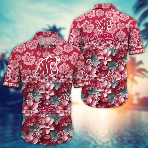 NCAA Washington State Cougars Hawaiian Shirt College Spirit Hawaiian Vibes For Fans