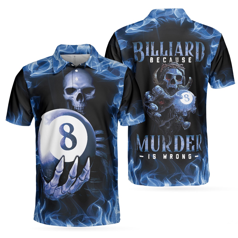 Billiards Murder Polo Shirt, Blue…
