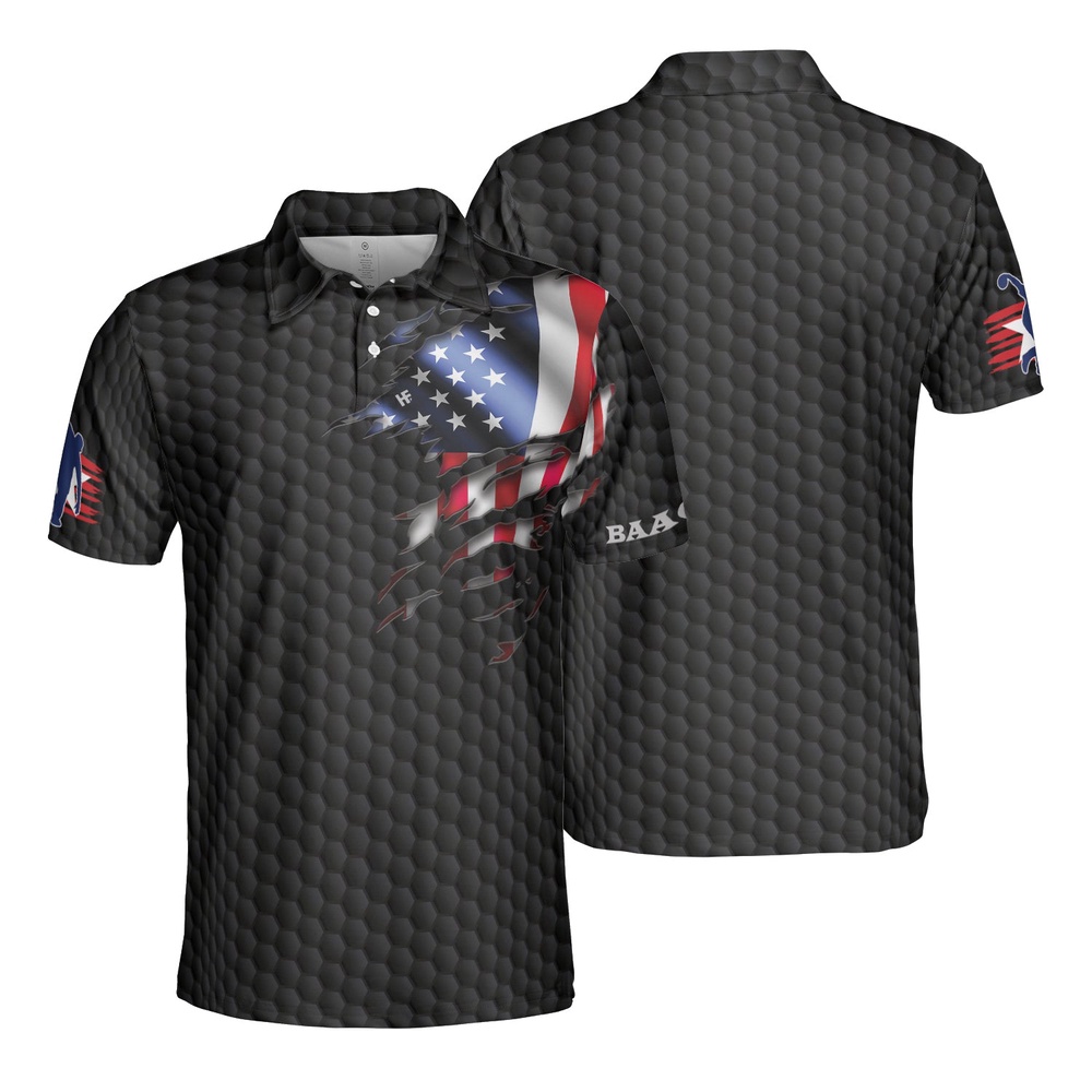 Black American Flag Bowling Custom Polo Shirt - Siblinglove