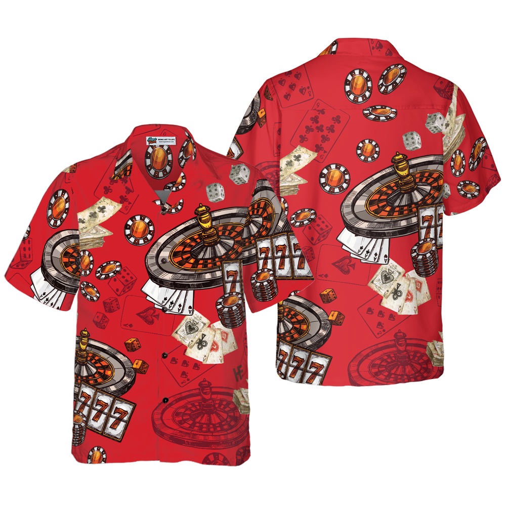 Casino Pattern Red Background Hawaiian Shirt