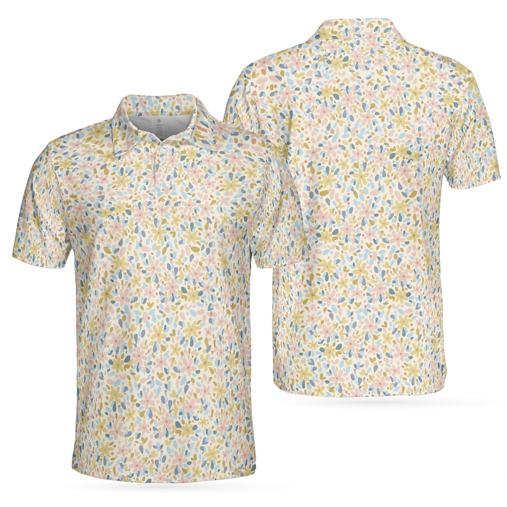 Crayon Flowers Pattern Polo Shirt…