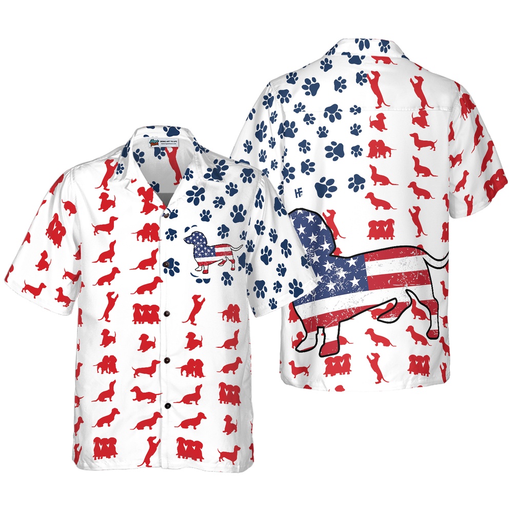 Dachshund American Flag Hawaiian Shirt