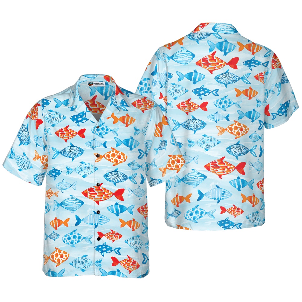 Fish Water Color Pattern v4 Hawaiian Shirt