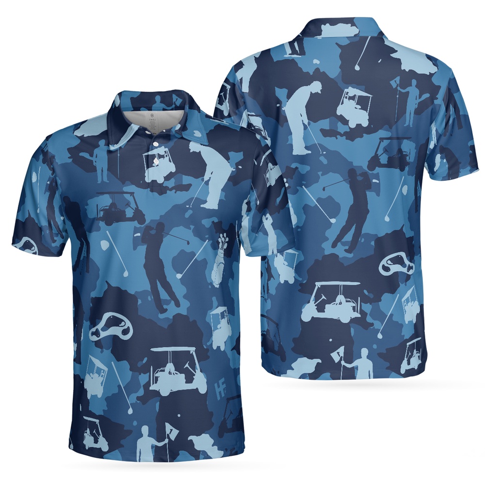 Golf Ocean Blue Camouflage Polo…