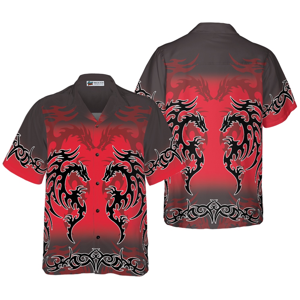 Red Tribal Dragon Hawaiian Shirt