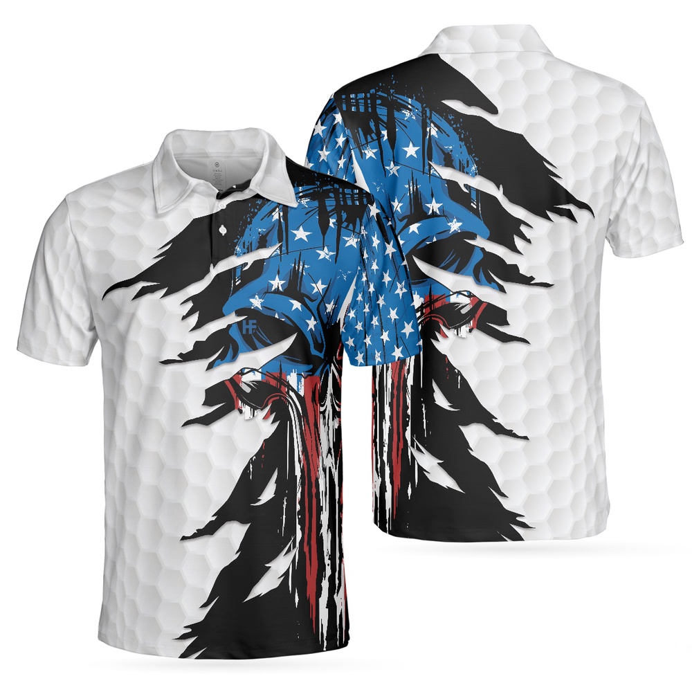 Skull American Ripped Golf Polo…