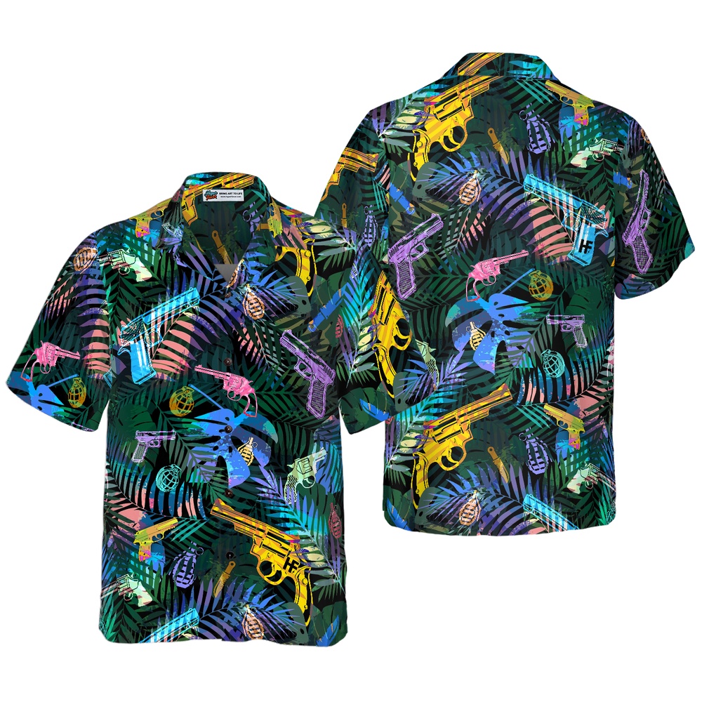 Tropical Gun Lover Pattern Hawaiian…