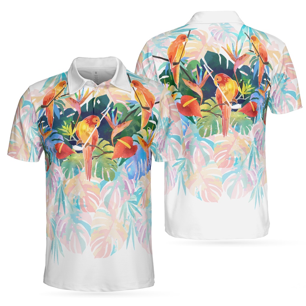 Tropical Parrots Golf Polo Shirt…