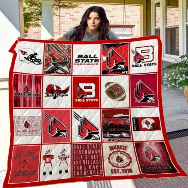 Ball State Cardinals Quilt Blanket Cheerful Victory Throw