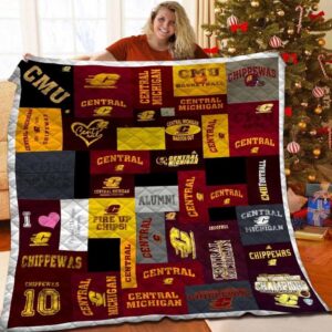 Central Michigan Chippewas Quilt Blanket Collegiate Style Cozy 1