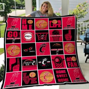 Cincinnati Bearcats Quilt Blanket Varsity Essence Comfort 1