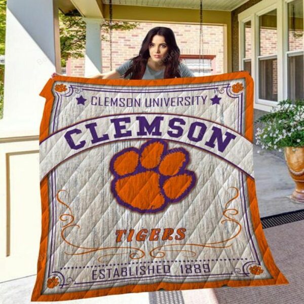 Clemson Tigers Quilt Blanket Champion Victory Cozy