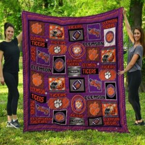 Clemson Tigers Quilt Blanket Team…