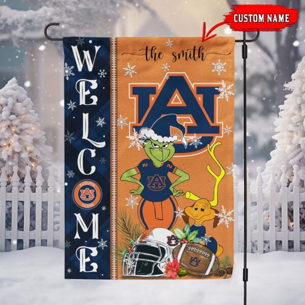 Customized NCAA Auburn Tigers Garden Flag Grinch Christmas