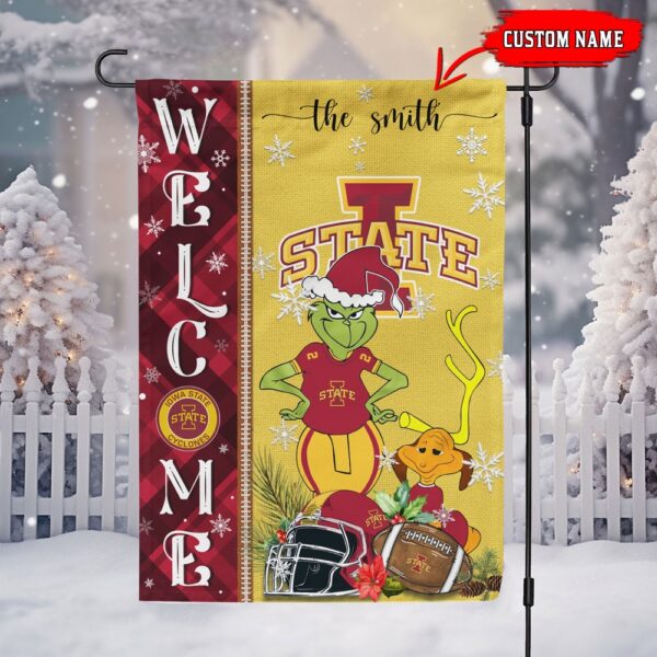 Customized NCAA Iowa State Cyclones Garden Flag Grinch Christmas