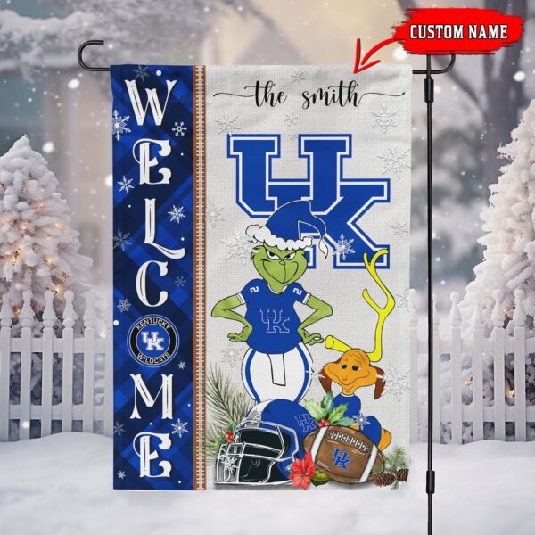 Customized NCAA Kentucky Wildcats Garden Flag Grinch Christmas