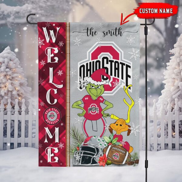 Customized NCAA Ohio State Buckeyes Garden Flag Grinch Christmas