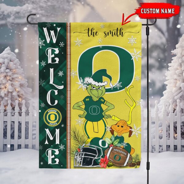 Customized NCAA Oregon Ducks Garden Flag Grinch Christmas