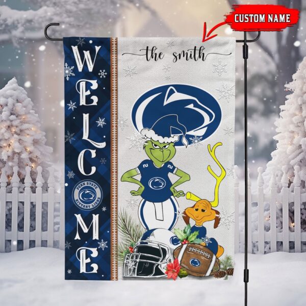 Customized NCAA Penn State Nittany Lions Garden Flag Grinch Christmas