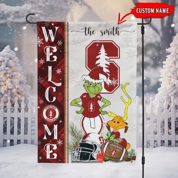 Customized NCAA Stanford Cardinal Garden Flag Grinch Christmas