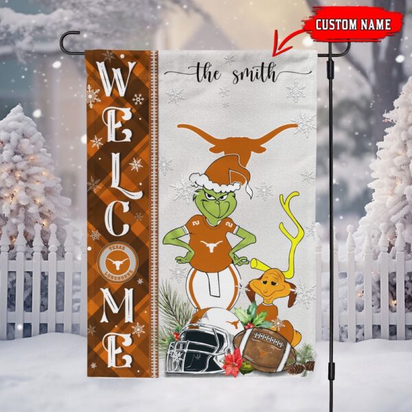 Customized NCAA Texas Longhorns Garden Flag Grinch Christmas