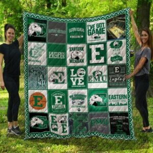 Eatern Michigan Eagles Quilt Blanket Game Day Vibes Wrap 1