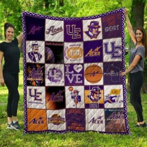 Evansville Purple Aces Quilt Blanket Cheerful Campus Vibes 1