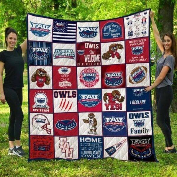 Florida Atlantic Owls Quilt Blanket Uplifting Campus Zen