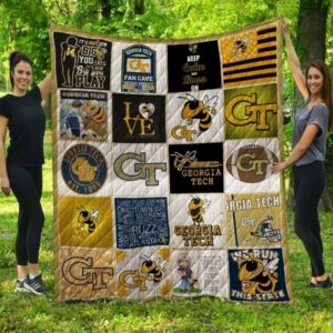 Georgia Tech Yellow Jackets Quilt Blanket Chic Campus Glamour 1