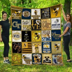 Georgia Tech Yellow Jackets Quilt Blanket Collegiate Essence Wrap 1