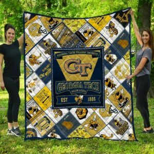 Georgia Tech Yellow Jackets Quilt Blanket Game Day Warmth 1