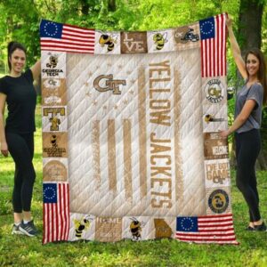 Georgia Tech Yellow Jackets Quilt Blanket Varsity Essence Comfort 1