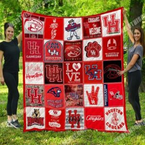 Houston Cougars Quilt Blanket Cheerful Campus Warmth 1