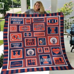 Illinois Fighting Illini Quilt Blanket Game Day Elegance Throw 1