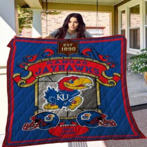 Kansas Jayhawks Quilt Blanket Cheerful…