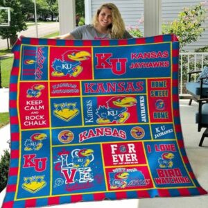 Kansas Jayhawks Quilt Blanket Sporty…