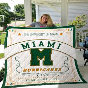 Miami Hurricanes Quilt Blanket Varsity…