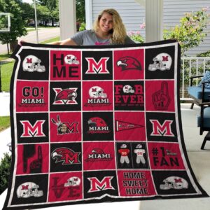 Miami Redhawks Quilt Blanket Collegiate…