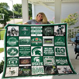 Michigan State Spartans Quilt Blanket…