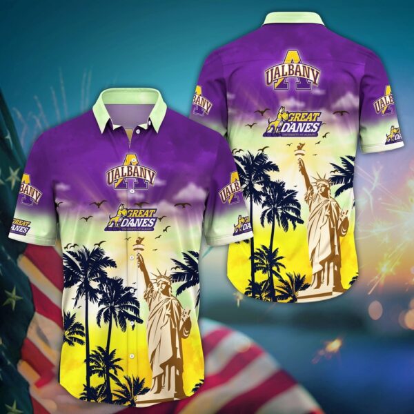 NCAA Albany Great Danes Hawaiian Shirt College Bloom Burst For Sports Enthusiasts